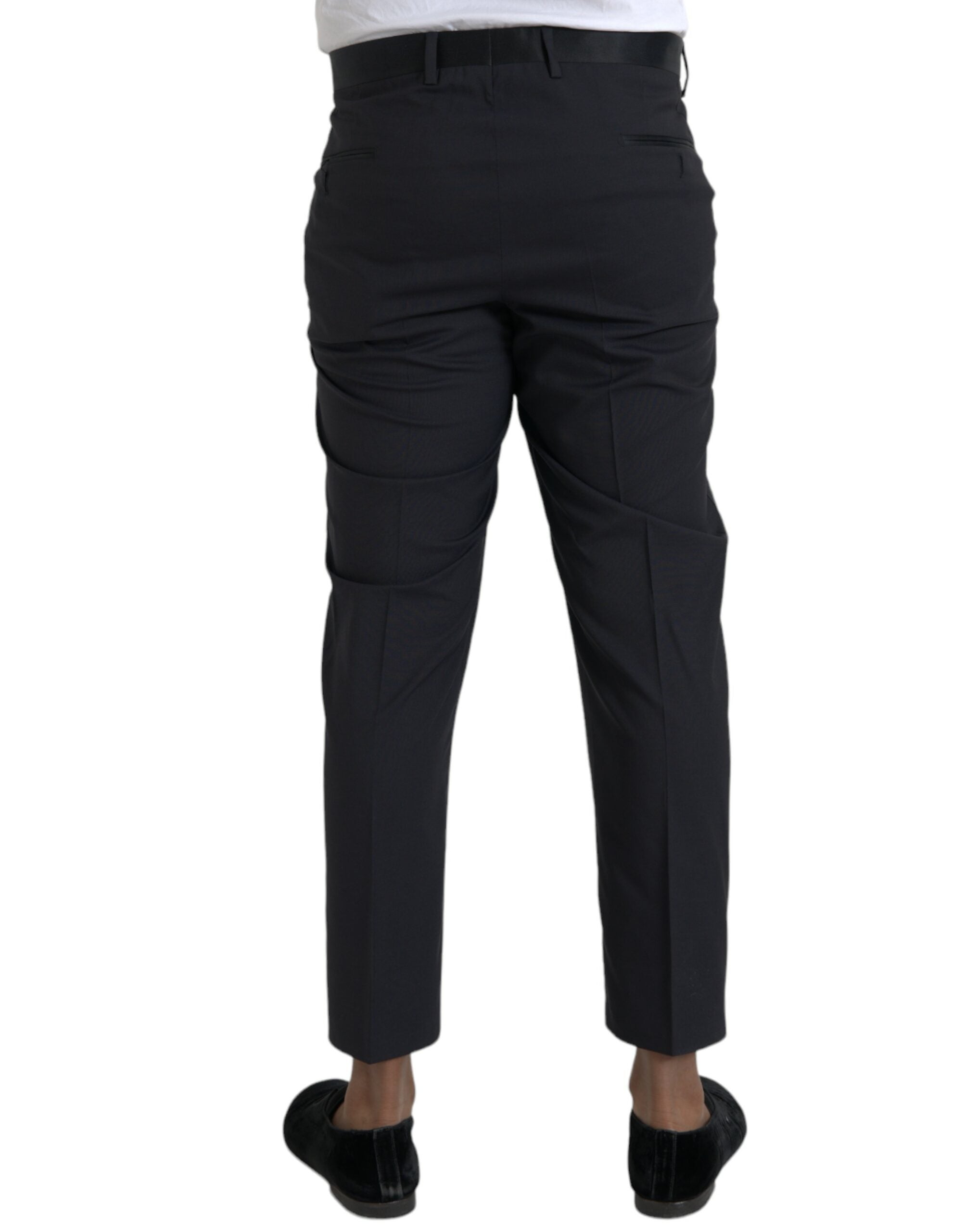 Blue Wool Men's Skinny Dress Pants
