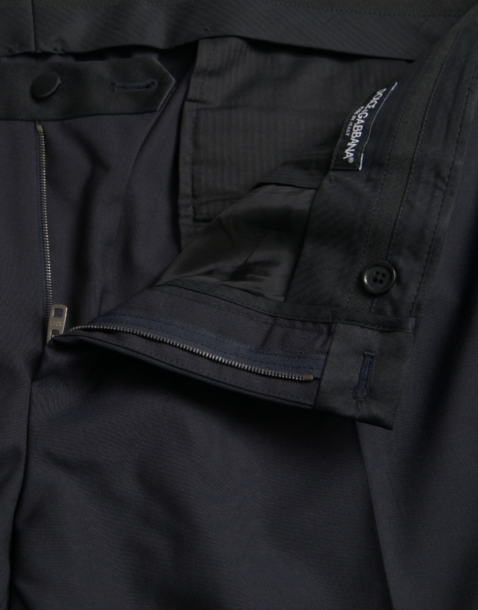 Blue Wool Men's Skinny Dress Pants
