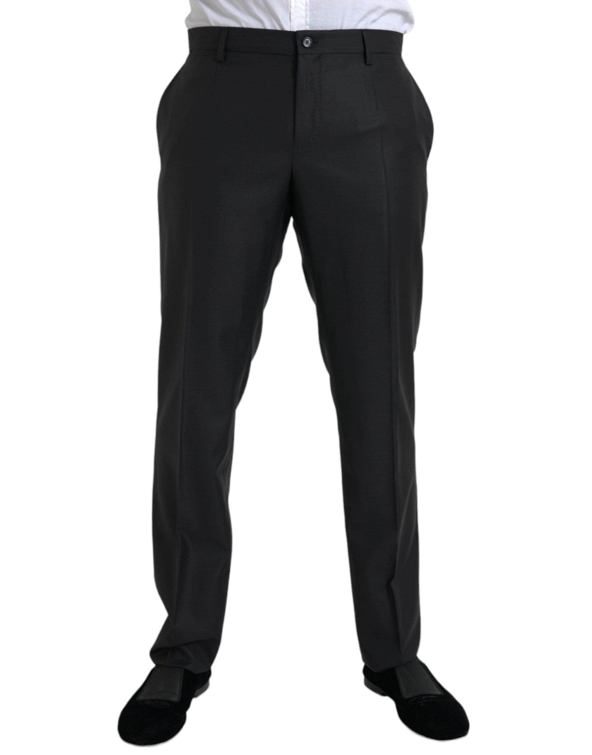 Black skinny dress pants made of wool and silk