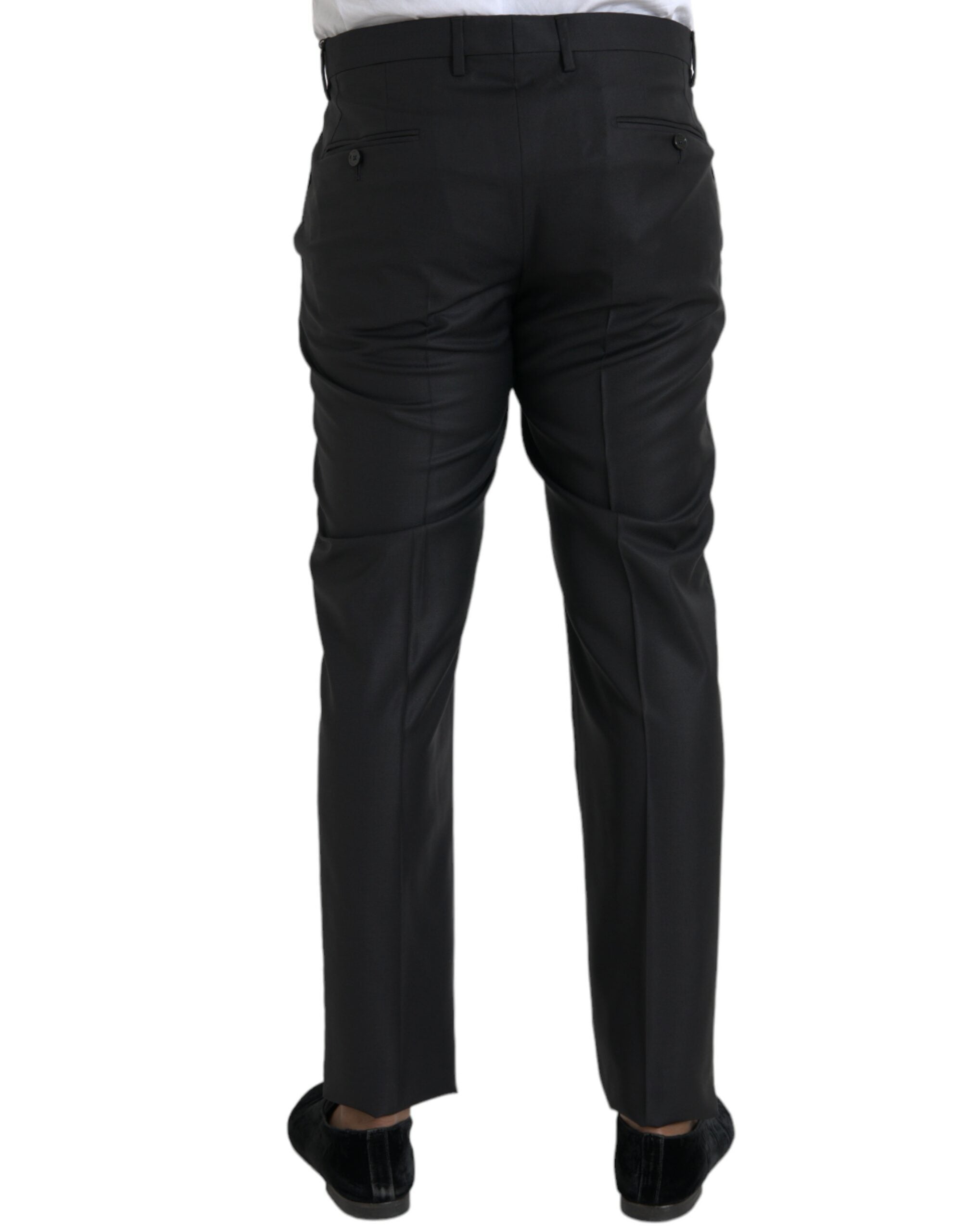 Black skinny dress pants made of wool and silk