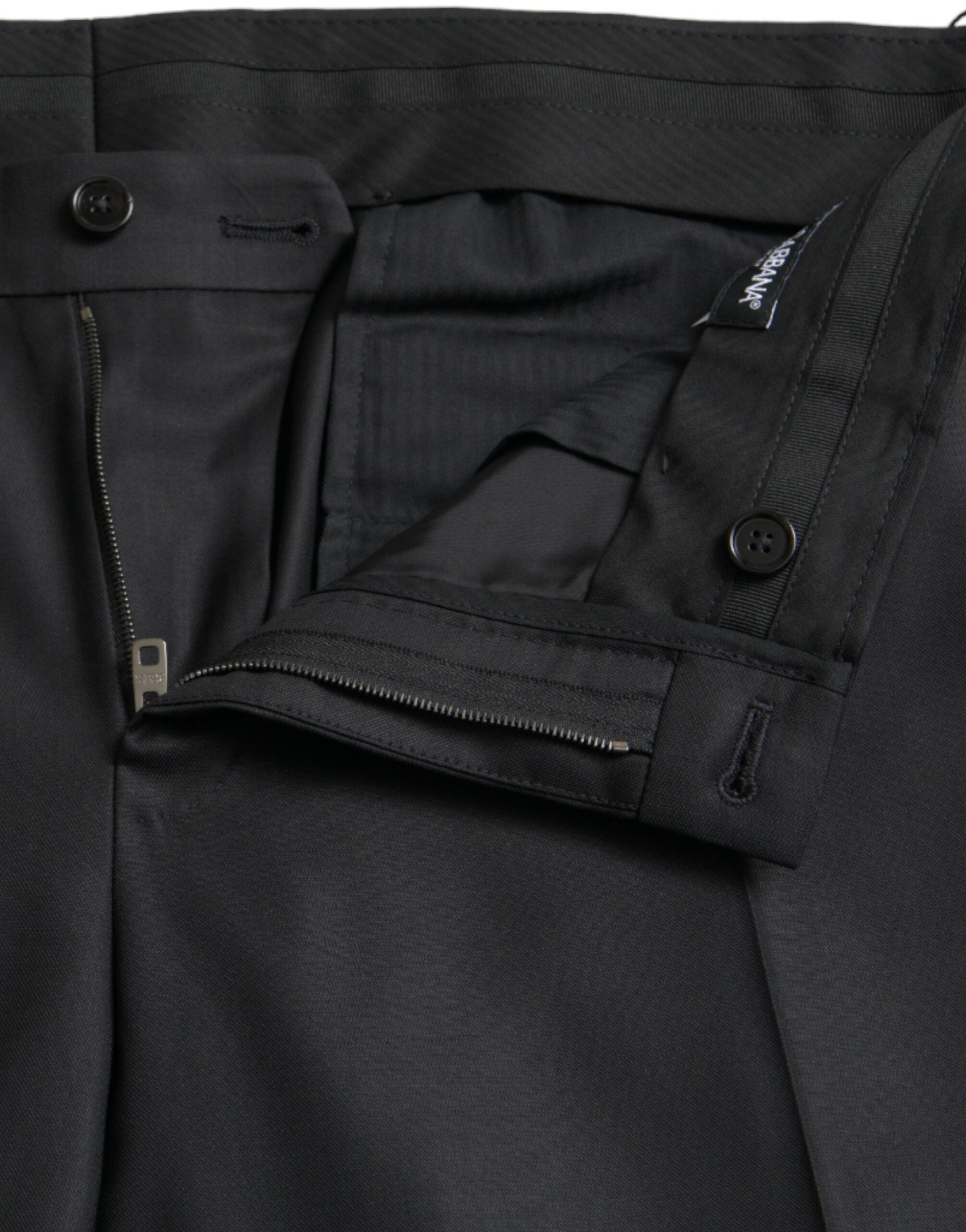 Black skinny dress pants made of wool and silk