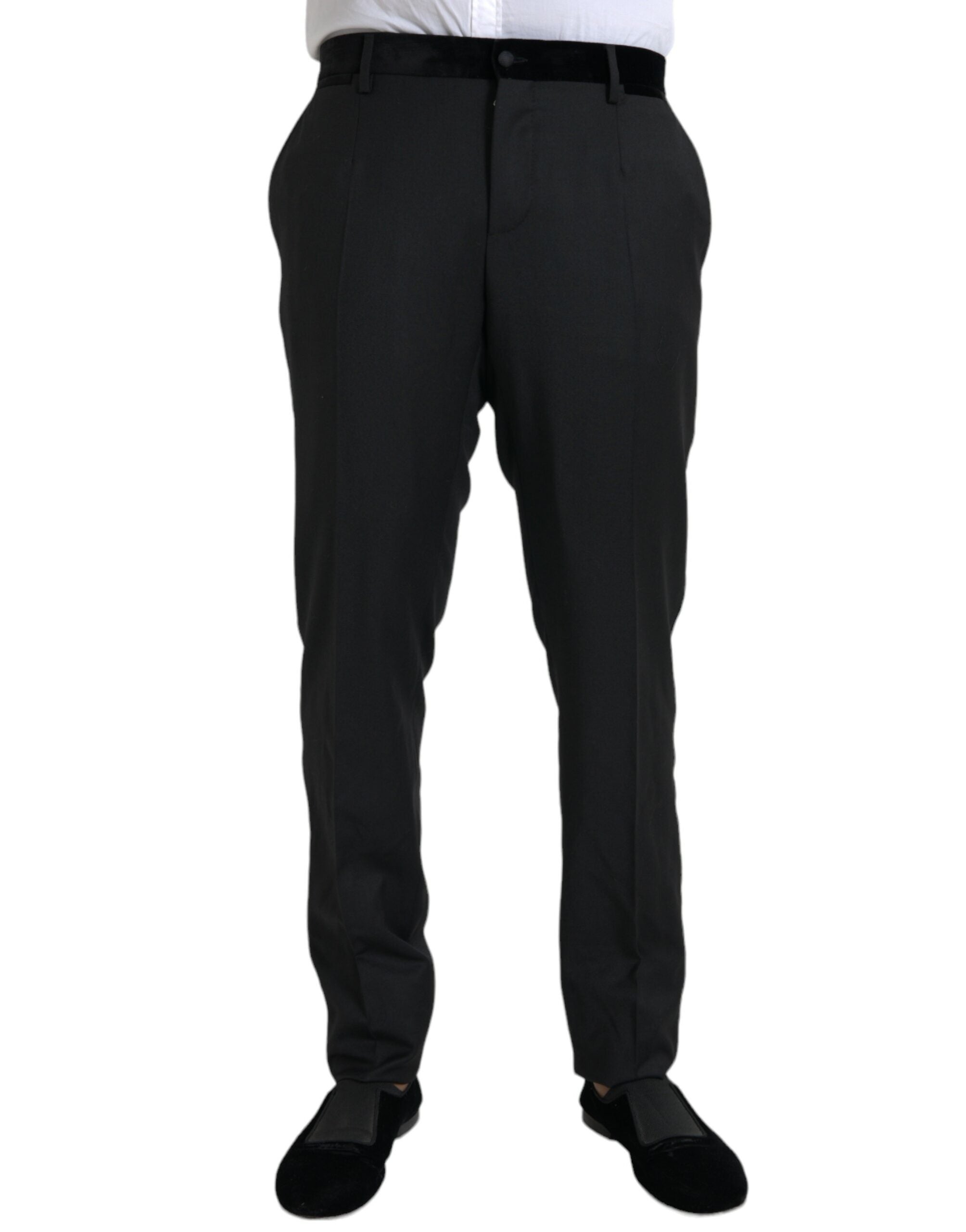 Black Silk Men's Skinny Dress Pants