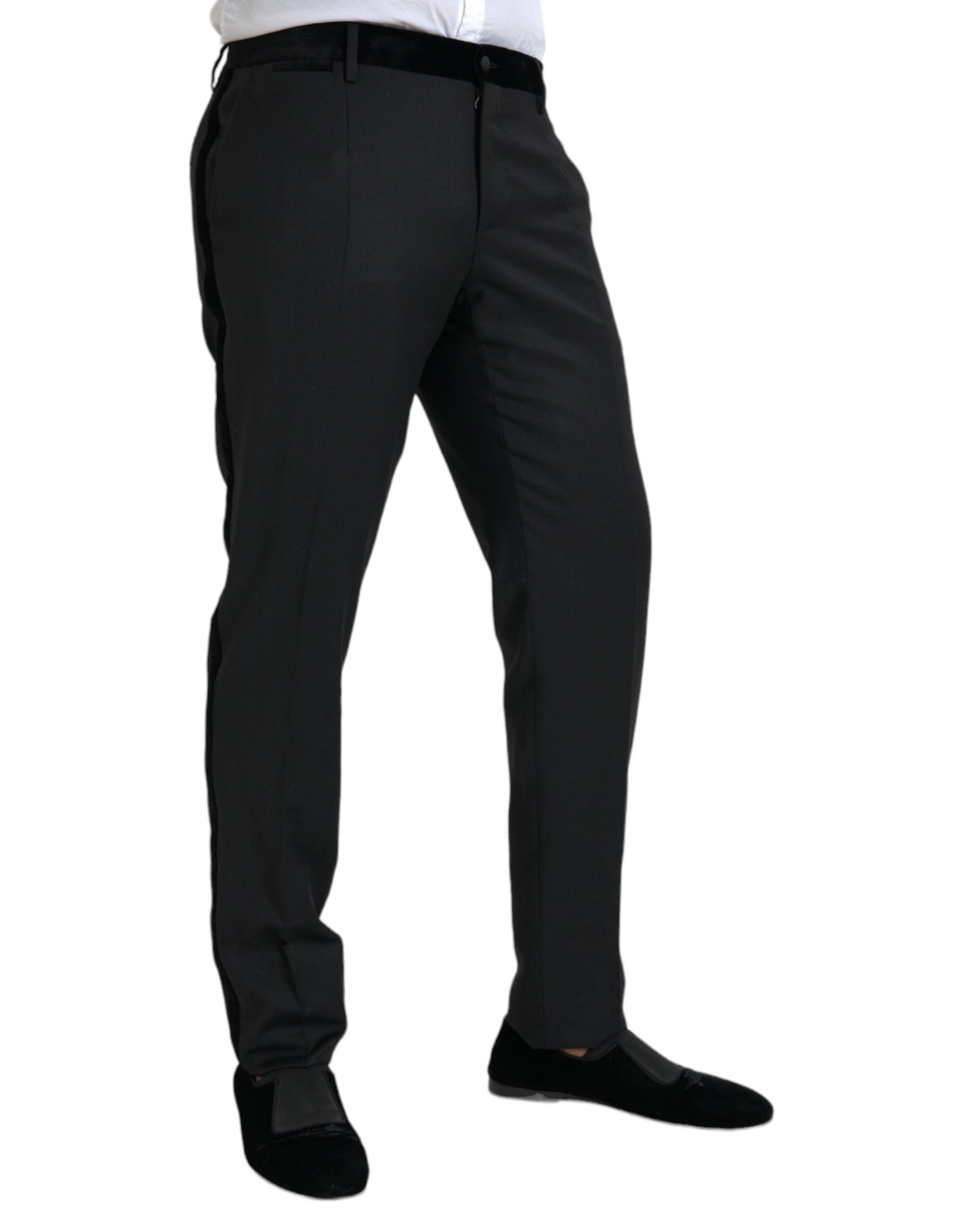 Black Silk Men's Skinny Dress Pants