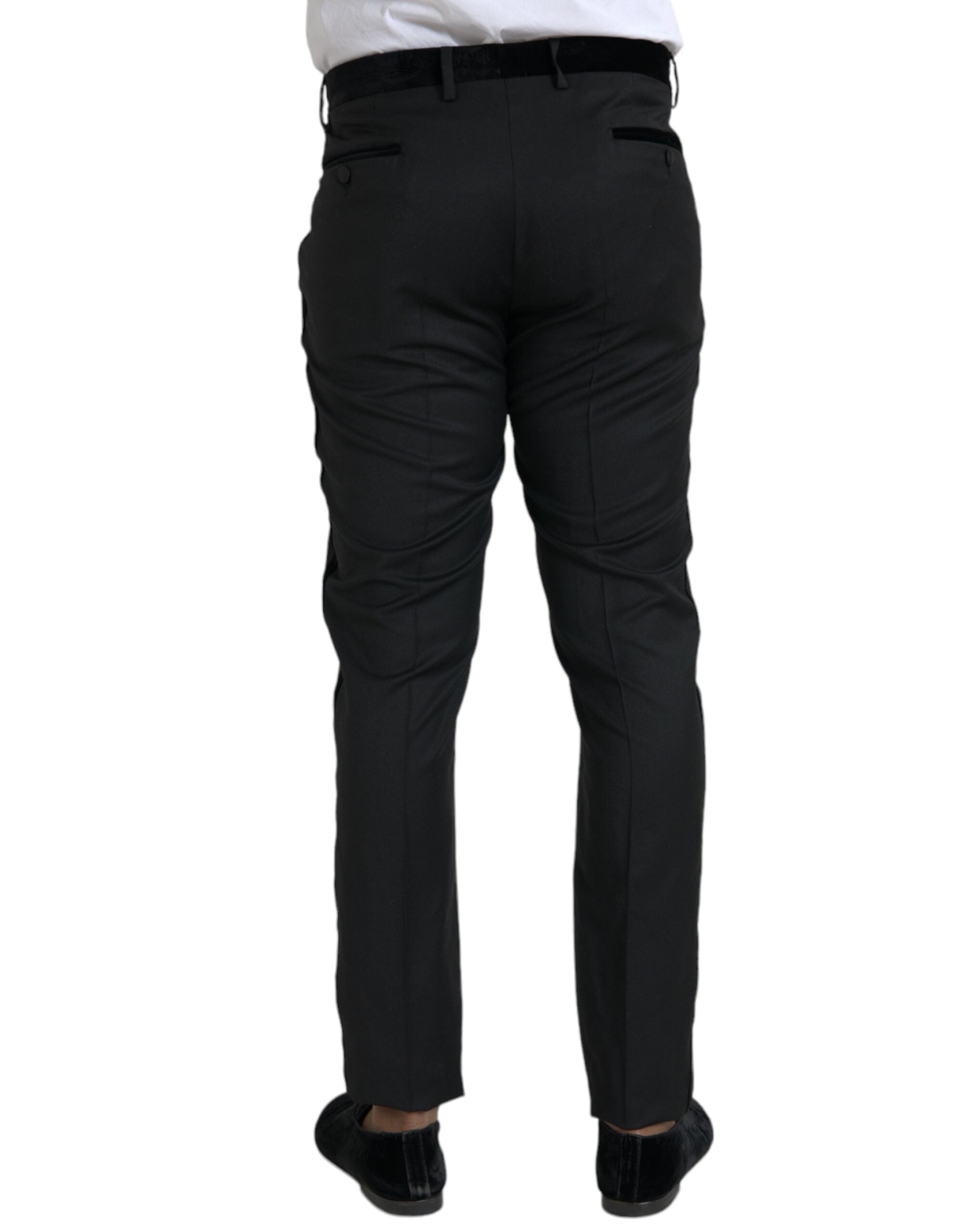 Black Silk Men's Skinny Dress Pants