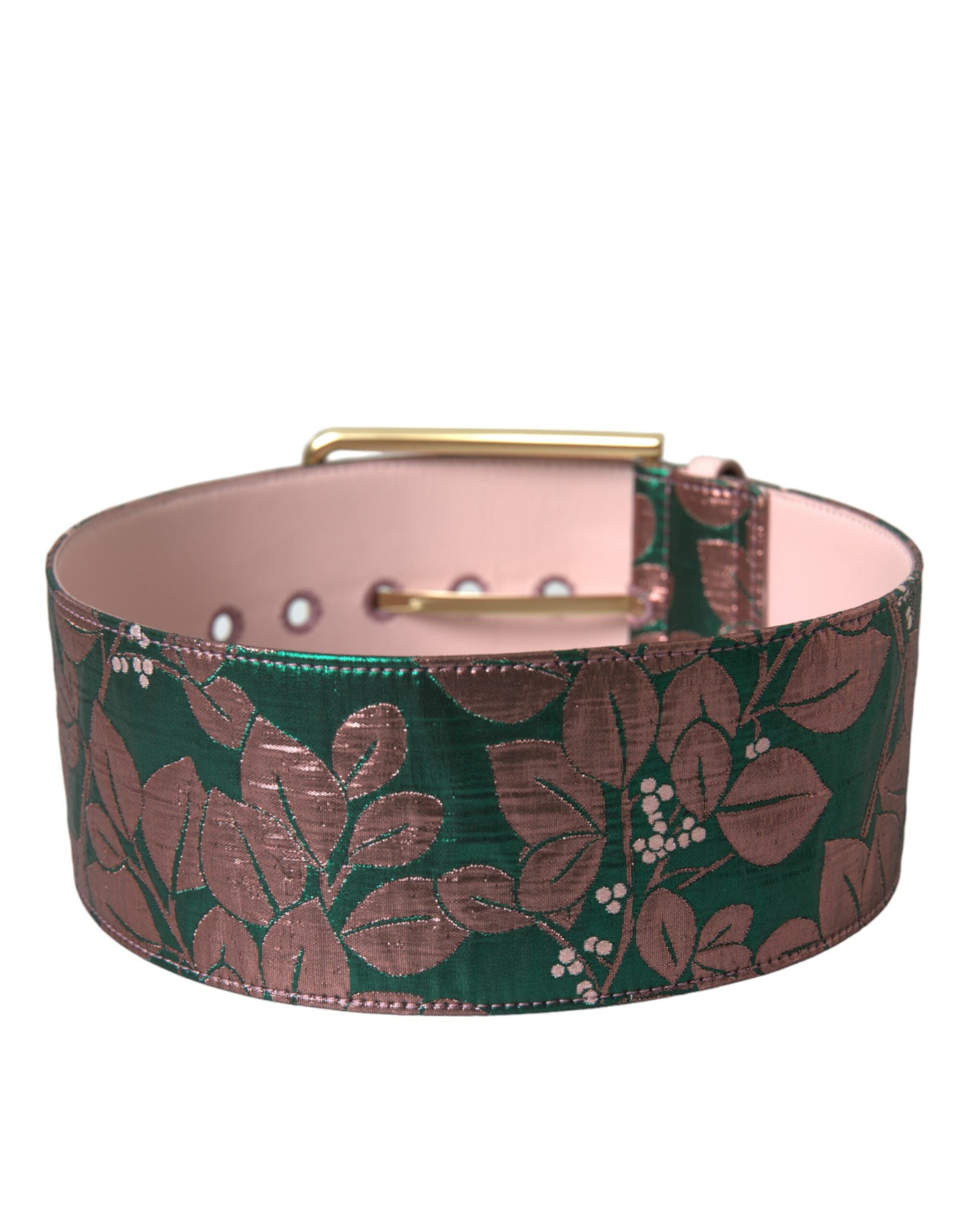 Multicolor Floral Jacquard Lurex Belt with Gold Buckle