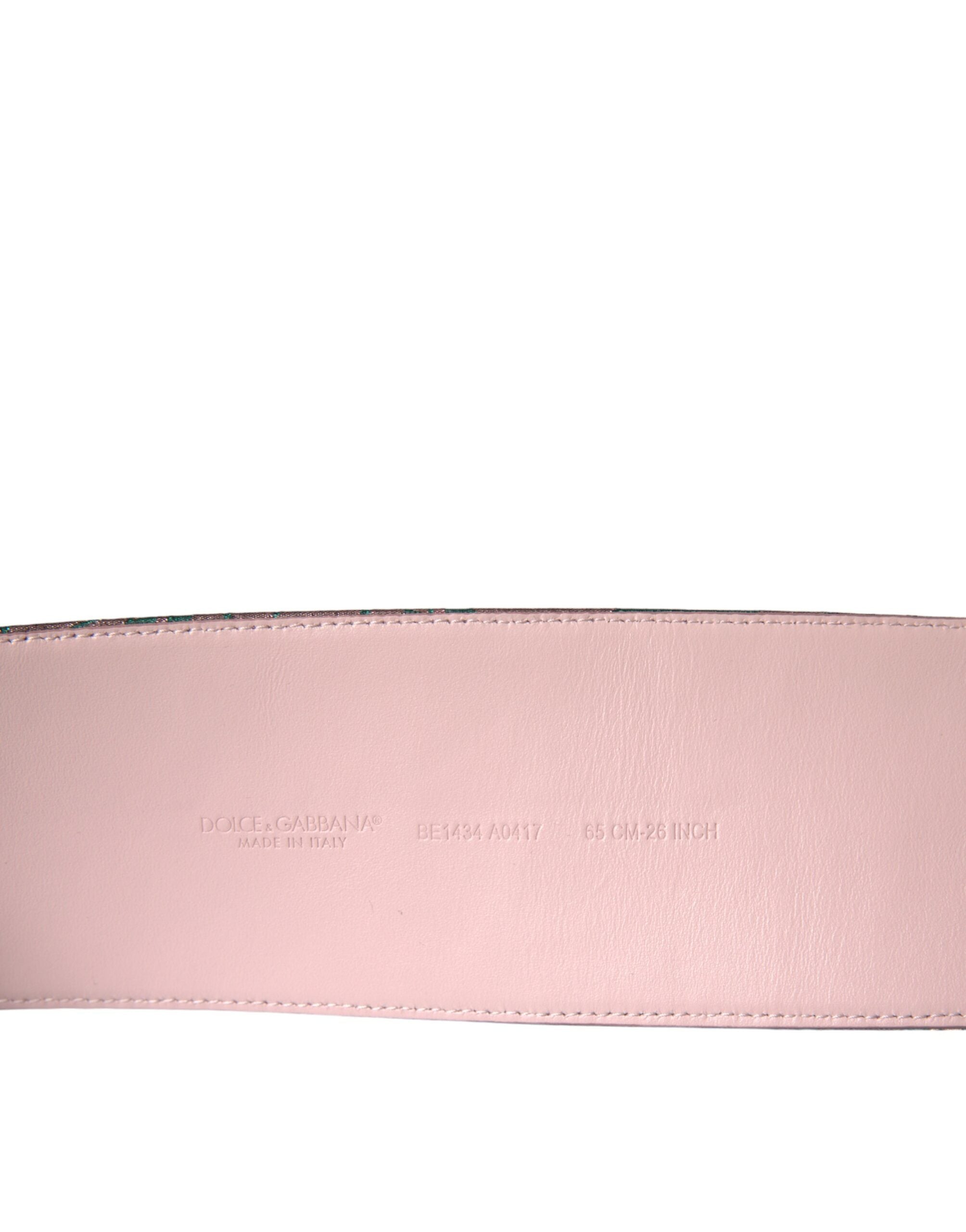 Multicolor Floral Jacquard Lurex Belt with Gold Buckle