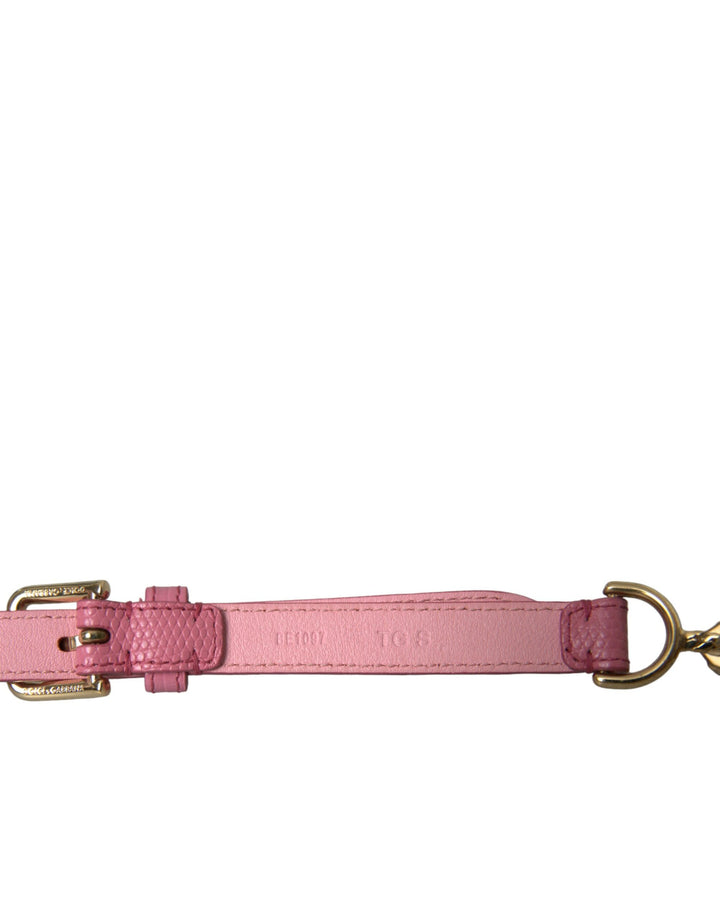 Pink leather belt with crystal chain decoration