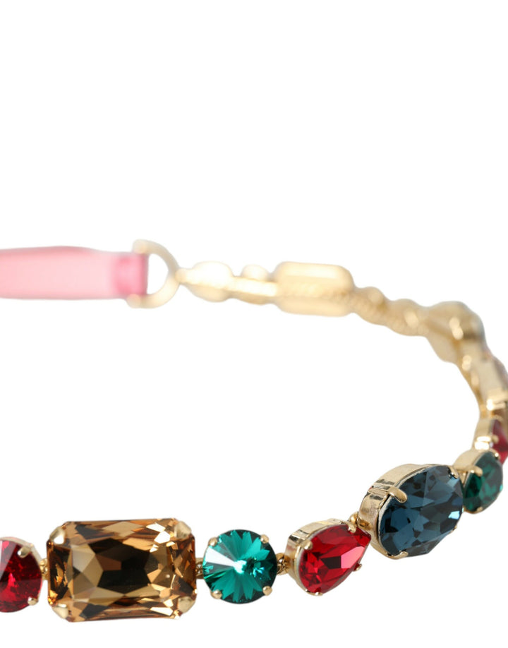 Pink leather belt with crystal chain decoration