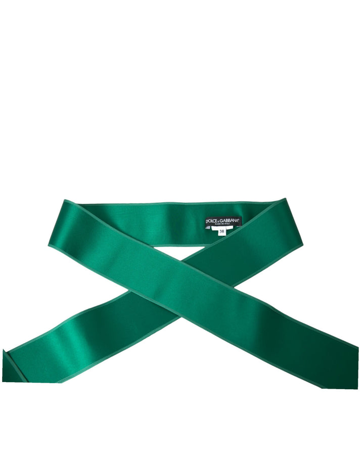 Green silk satin waist belt for women