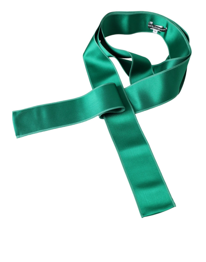 Green silk satin waist belt for women
