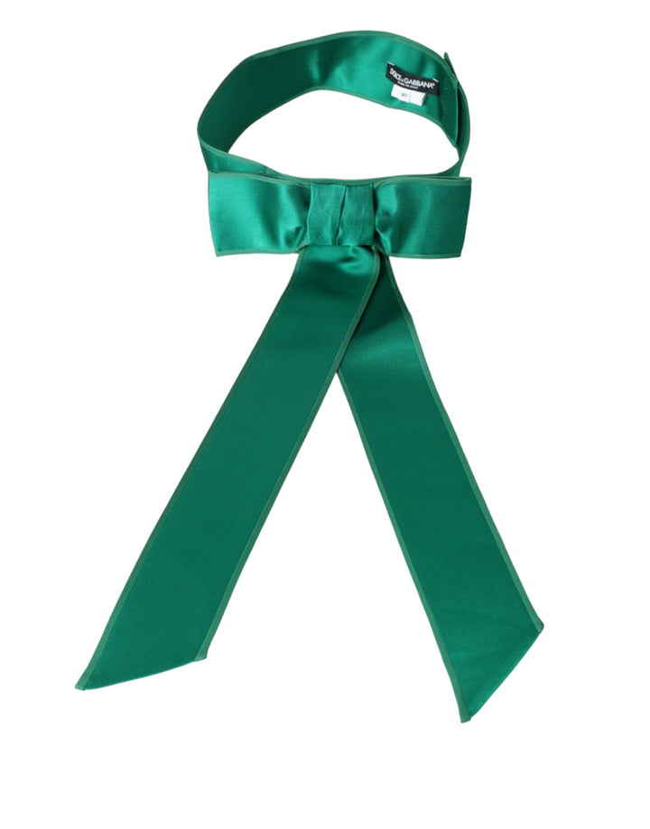 Green silk satin waist belt for women