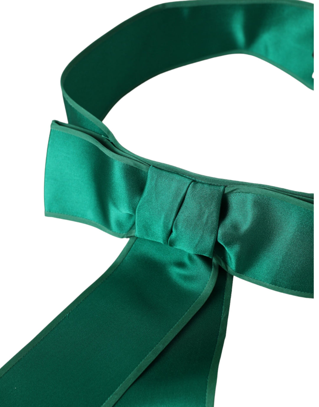 Green silk satin waist belt for women
