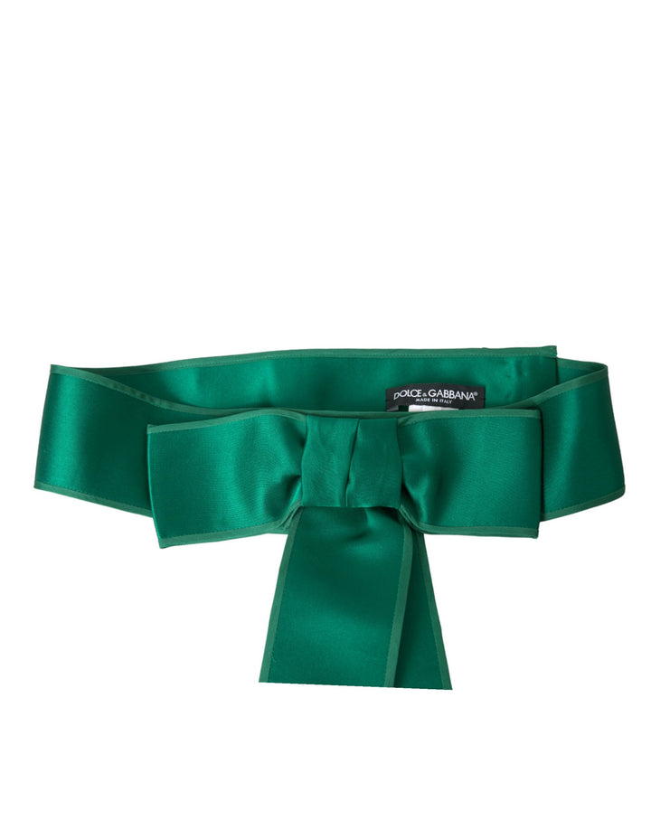 Green silk satin waist belt for women