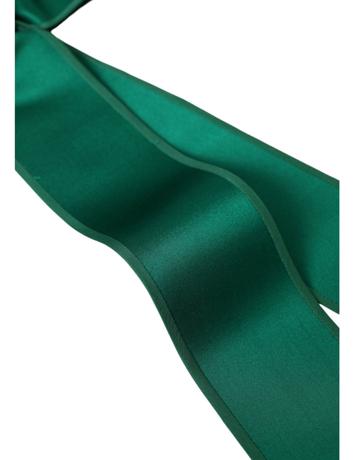 Green silk satin waist belt for women