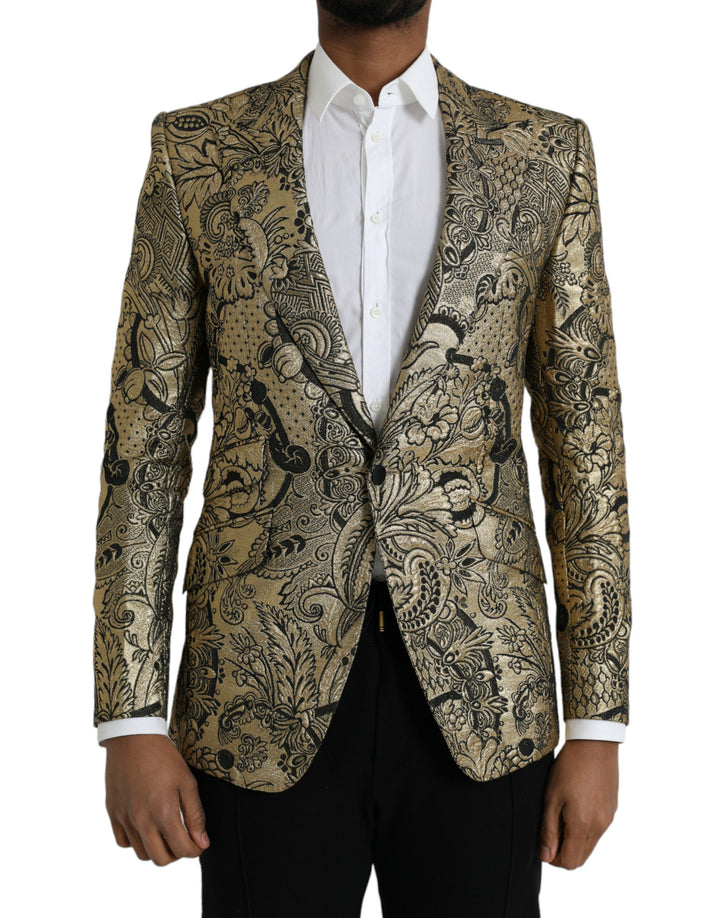 Gold SICILIA jacquard coat single-breasted blazer