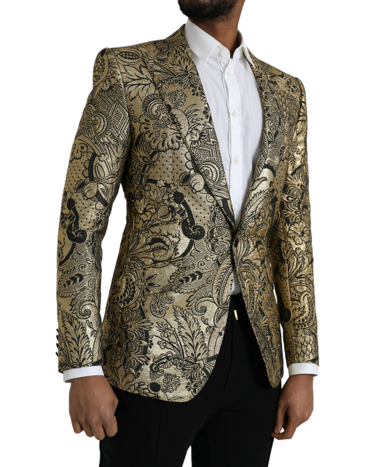 Gold SICILIA jacquard coat single-breasted blazer