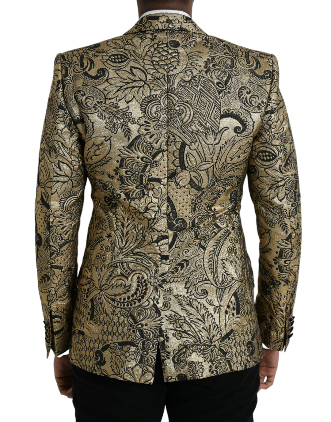 Gold SICILIA jacquard coat single-breasted blazer