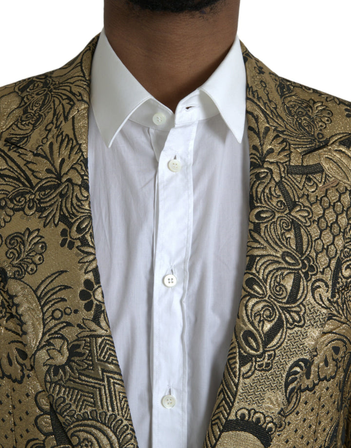Gold SICILIA jacquard coat single-breasted blazer