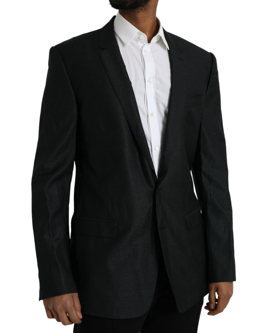 Black wool coat single-breasted with notch blazer