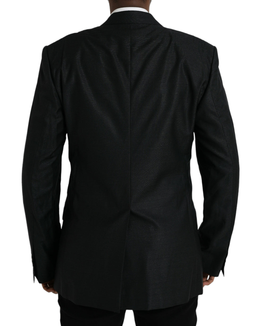 Black wool coat single-breasted with notch blazer