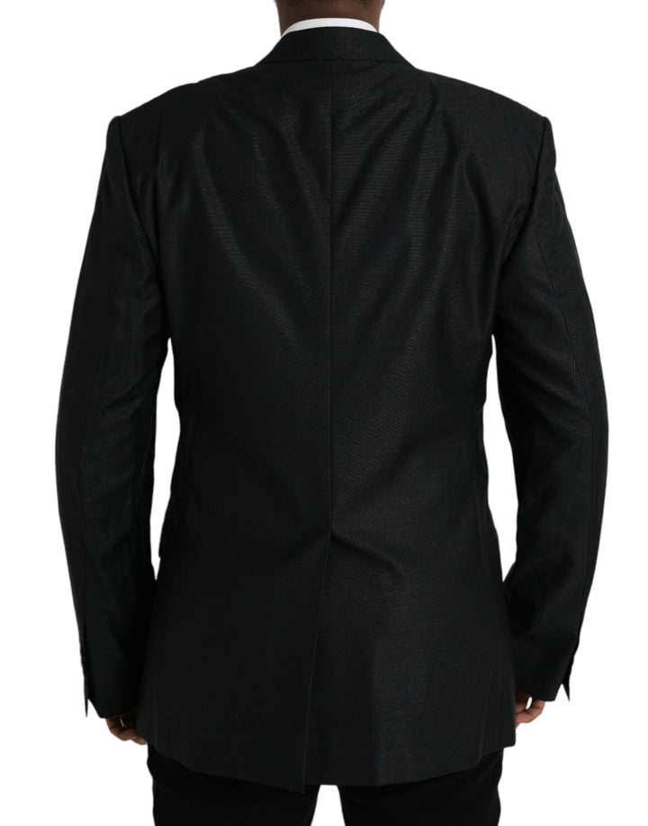 Black wool coat single-breasted with notch blazer