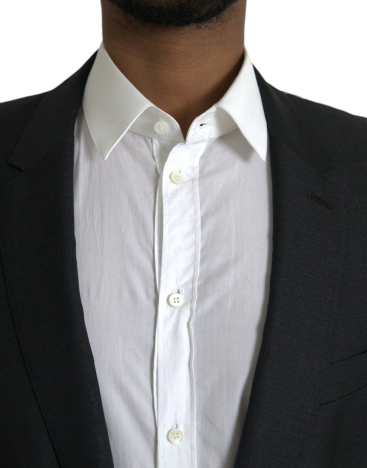 Black wool coat single-breasted with notch blazer