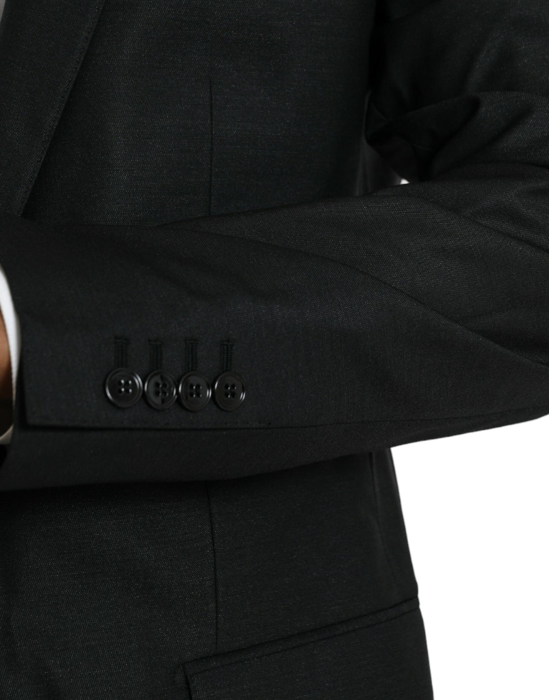 Black wool coat single-breasted with notch blazer