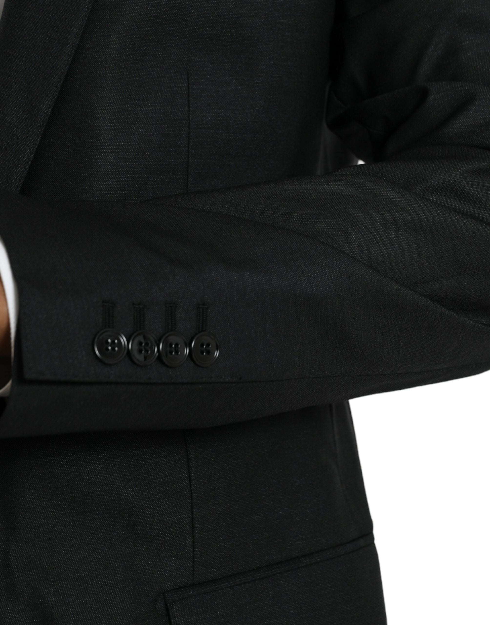 Black wool coat single-breasted with notch blazer