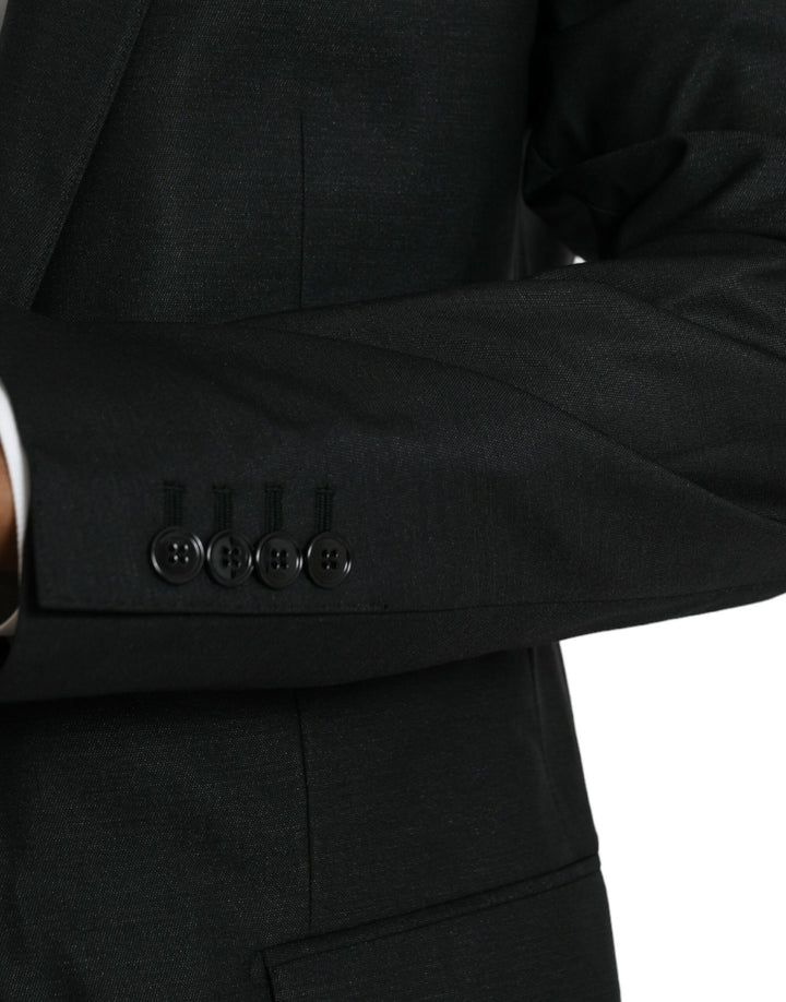Black wool coat single-breasted with notch blazer