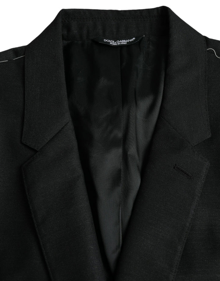 Black wool coat single-breasted with notch blazer