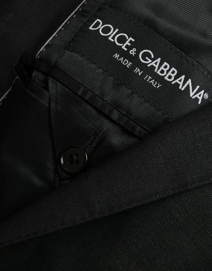 Black wool coat single-breasted with notch blazer