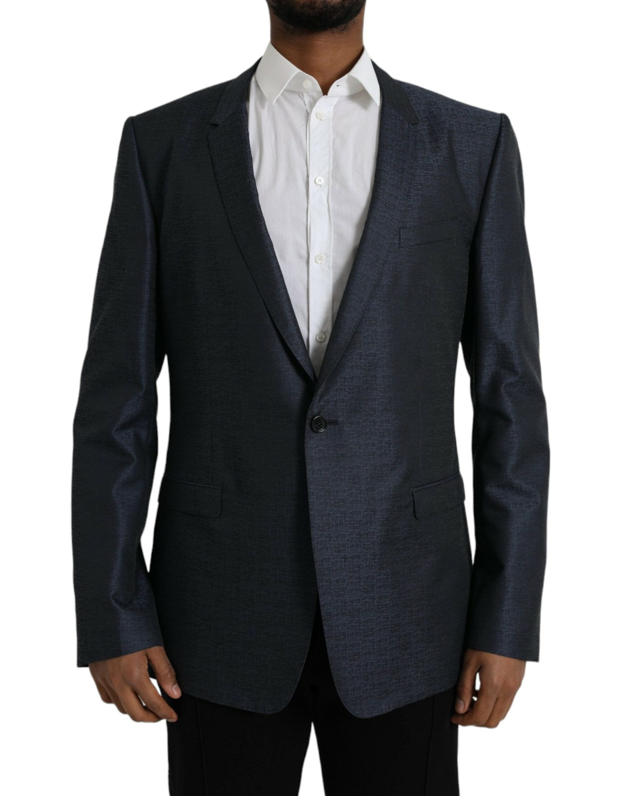 Blue wool coat GOLD Single-breasted blazer