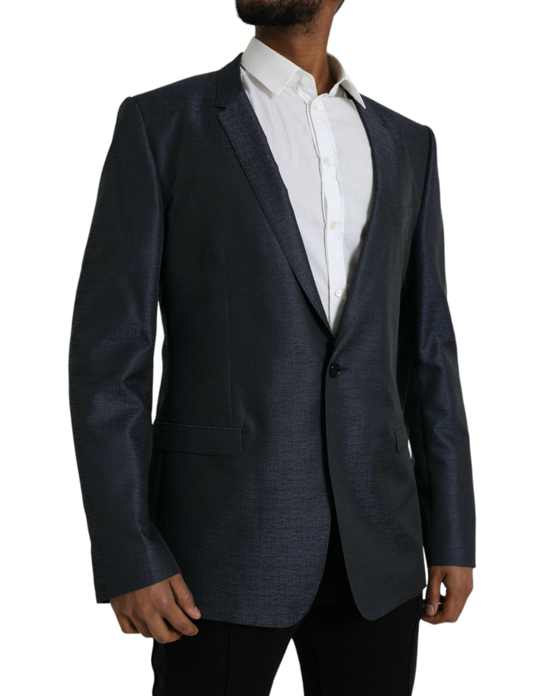 Blauer Wollmantel GOLD Einreihiger Blazer