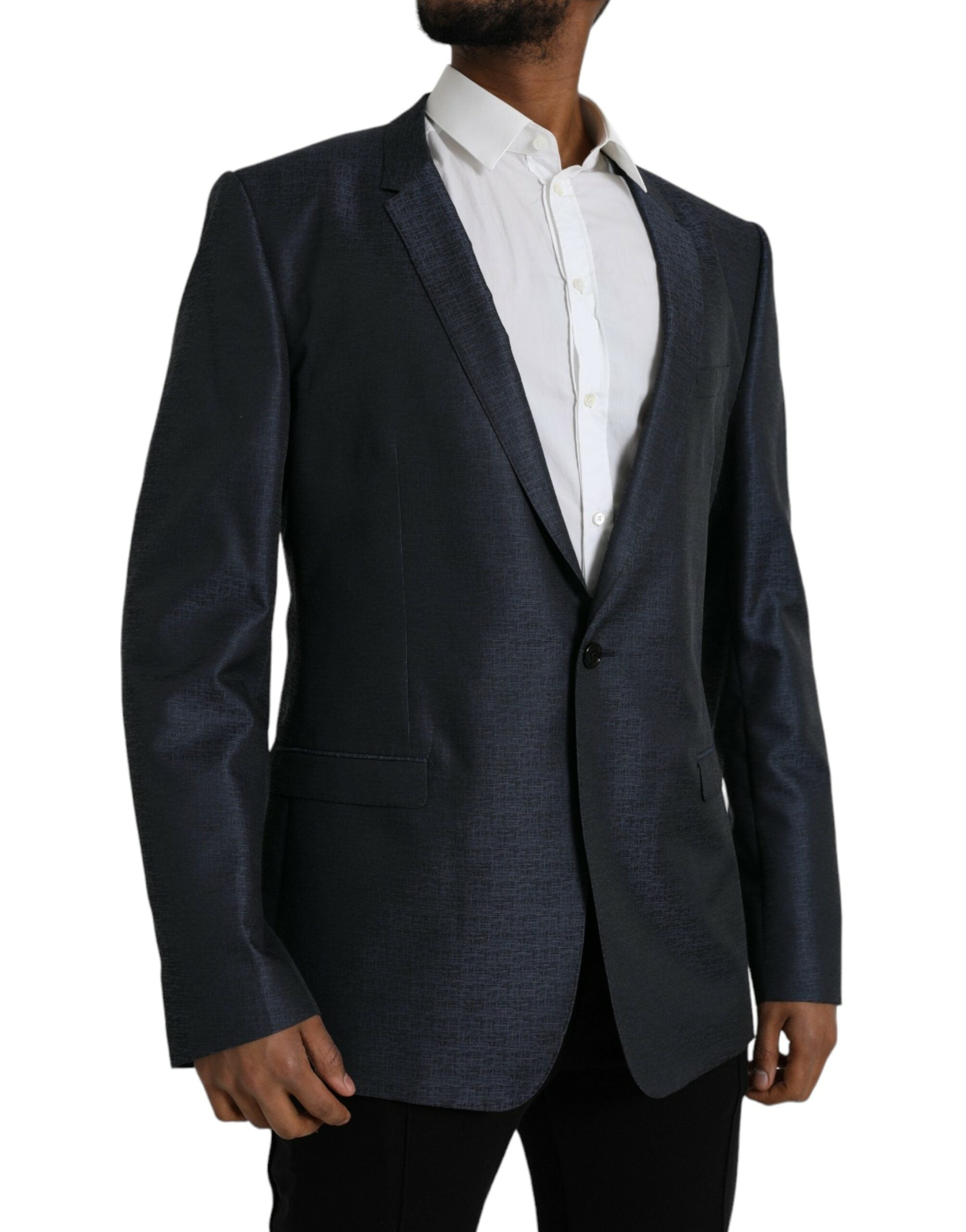 Blue wool coat GOLD Single-breasted blazer