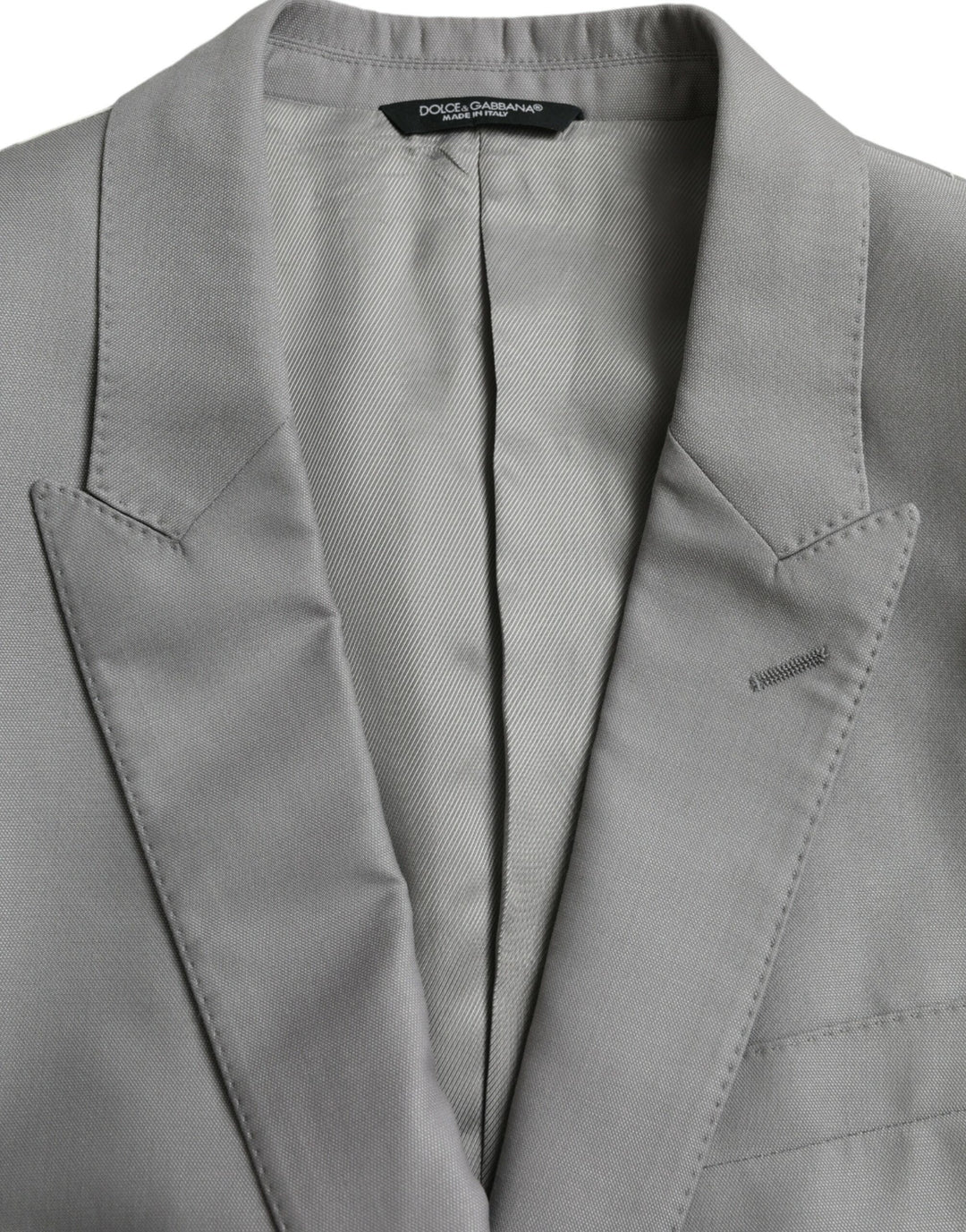 Grey single-breasted wool coat with lace blazer