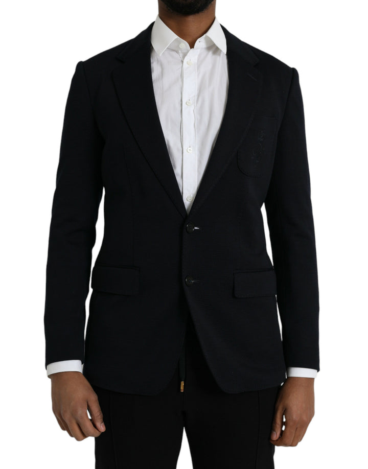 Black wool coat single-breasted with notch blazer