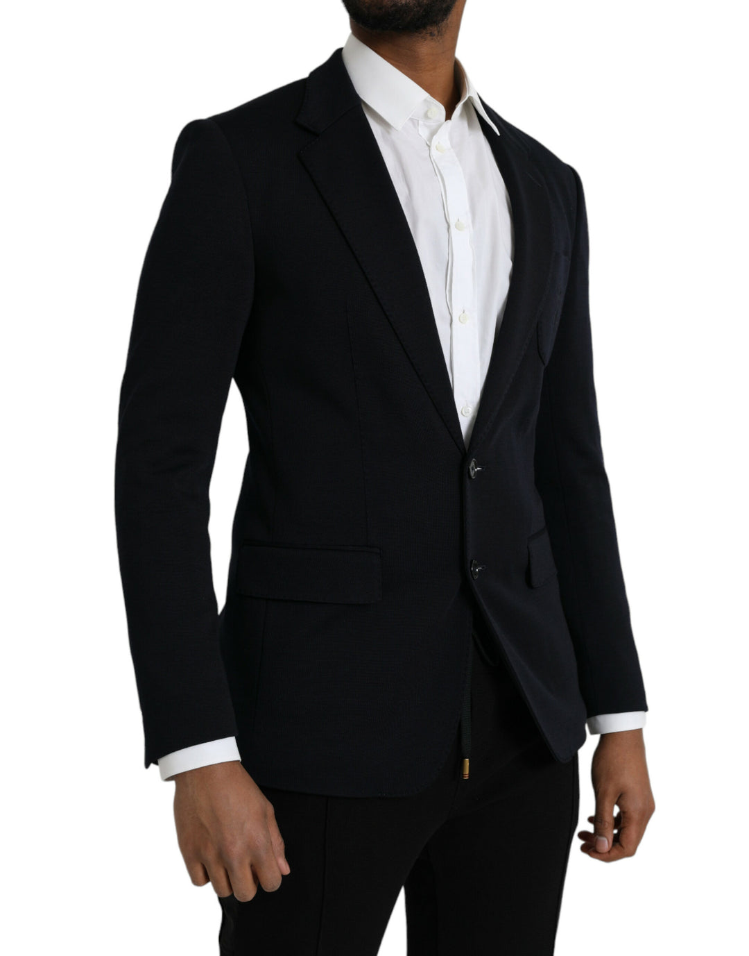 Black wool coat single-breasted with notch blazer