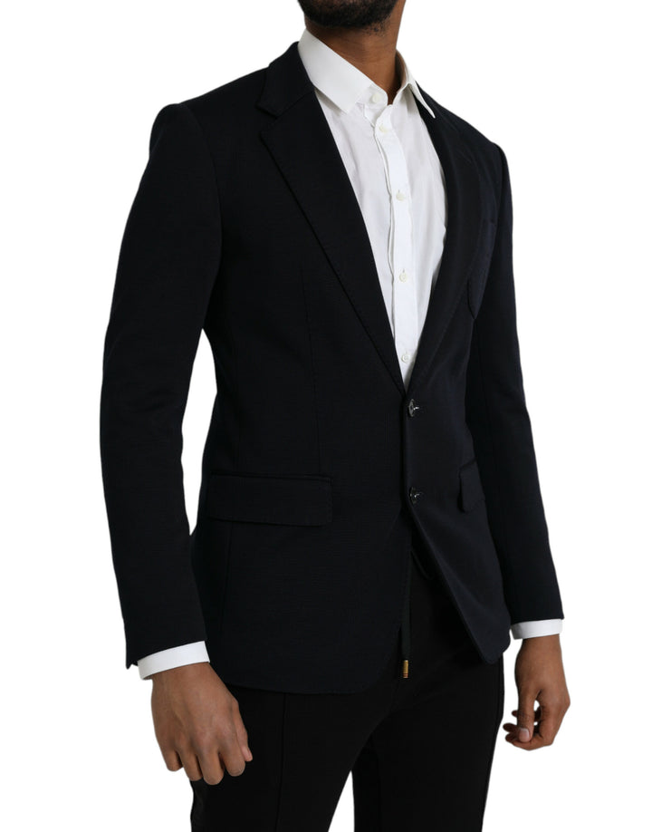 Black wool coat single-breasted with notch blazer