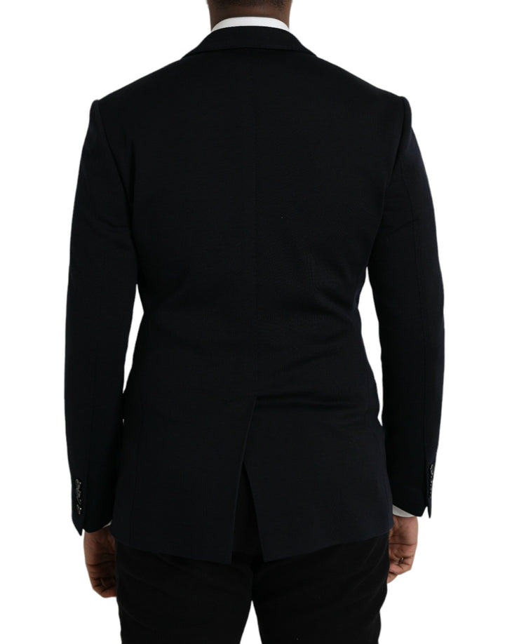 Black wool coat single-breasted with notch blazer