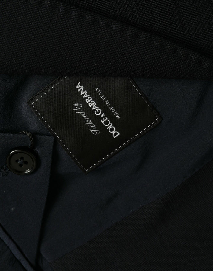 Black wool coat single-breasted with notch blazer
