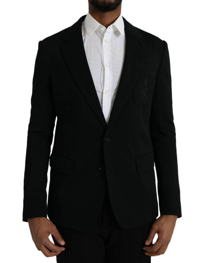 Black wool coat single-breasted with notch blazer