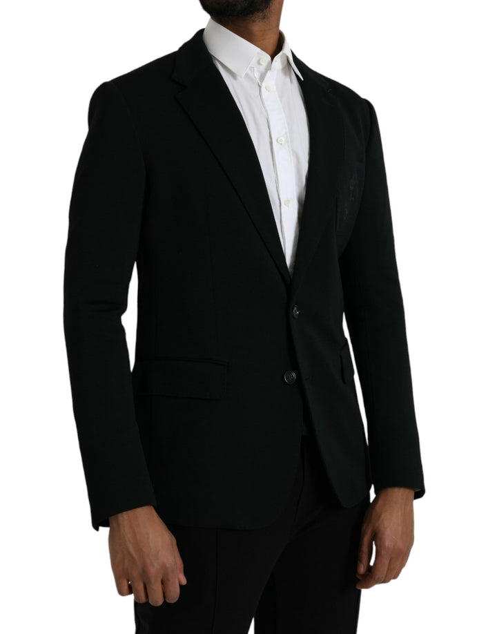 Black wool coat single-breasted with notch blazer
