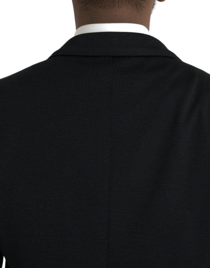 Black wool coat single-breasted with notch blazer