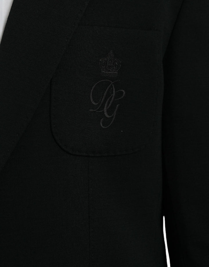 Black wool coat single-breasted with notch blazer