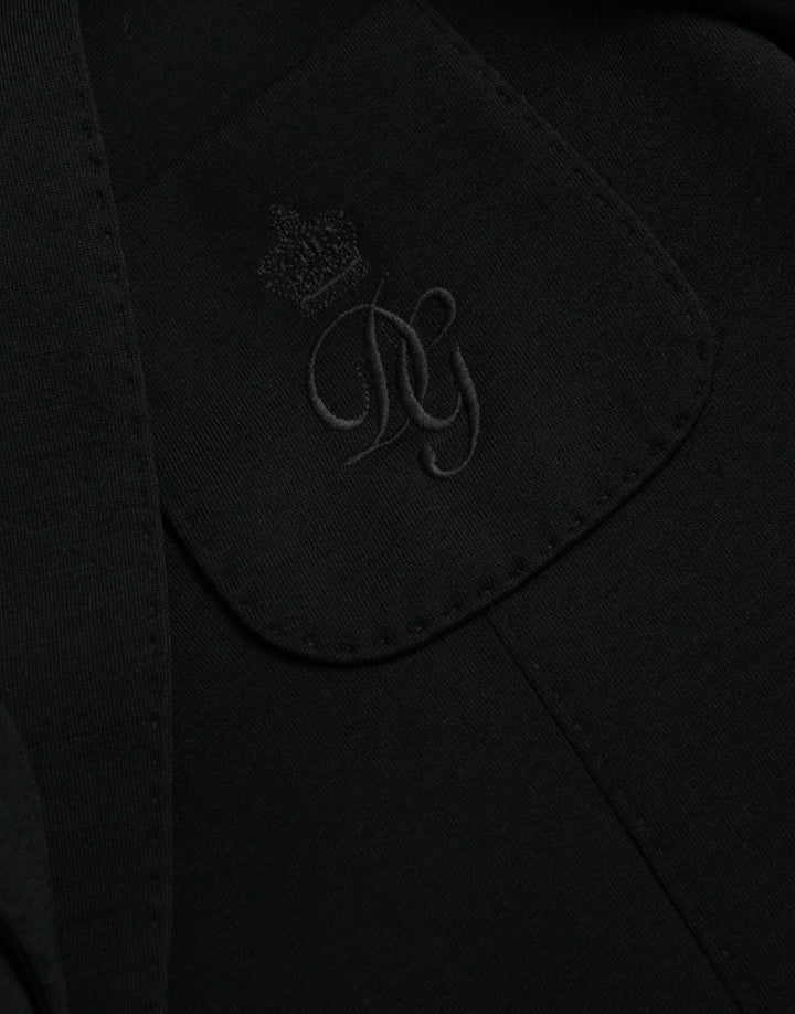 Black wool coat single-breasted with notch blazer