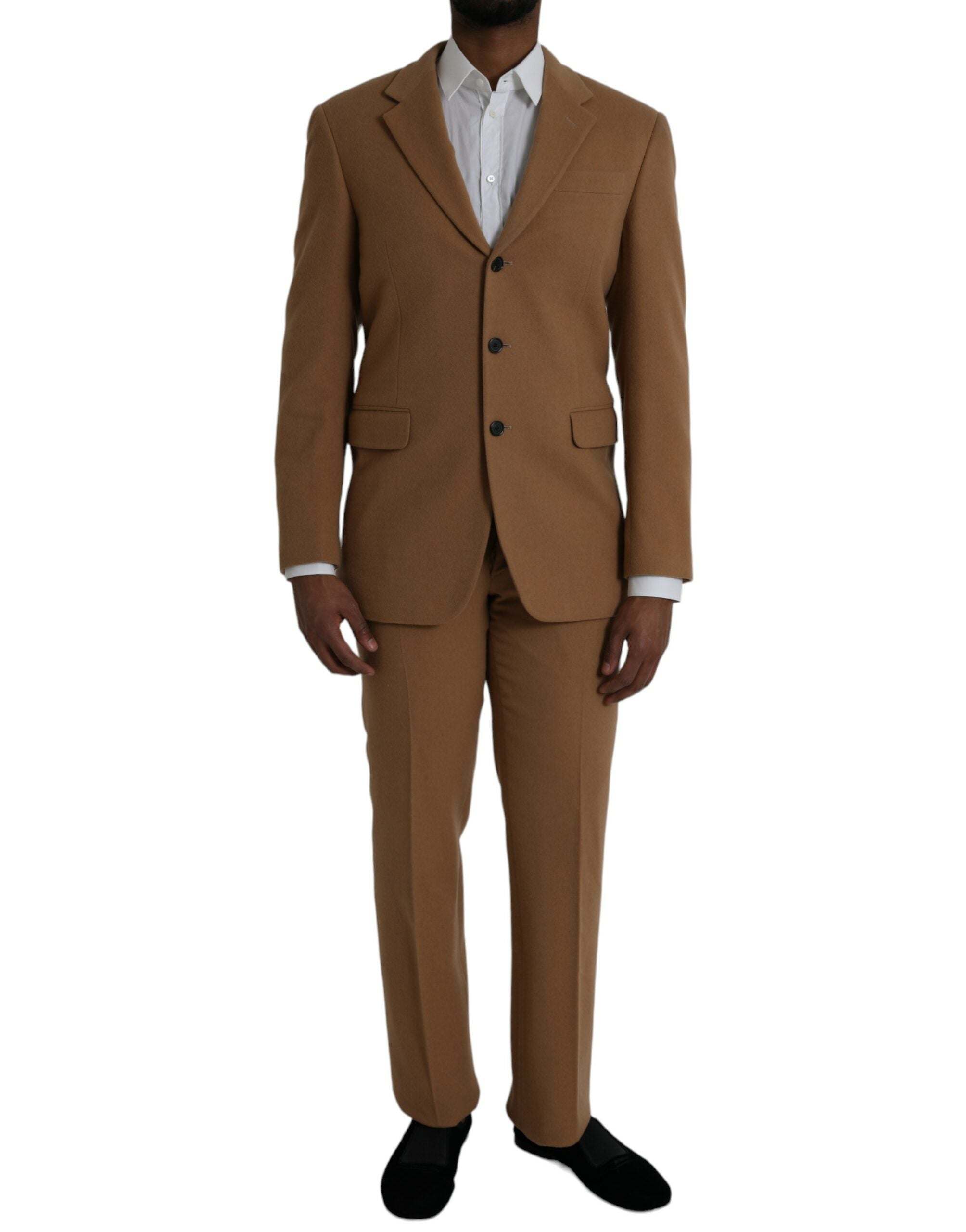 Brown cashmere 2 piece single breasted suit