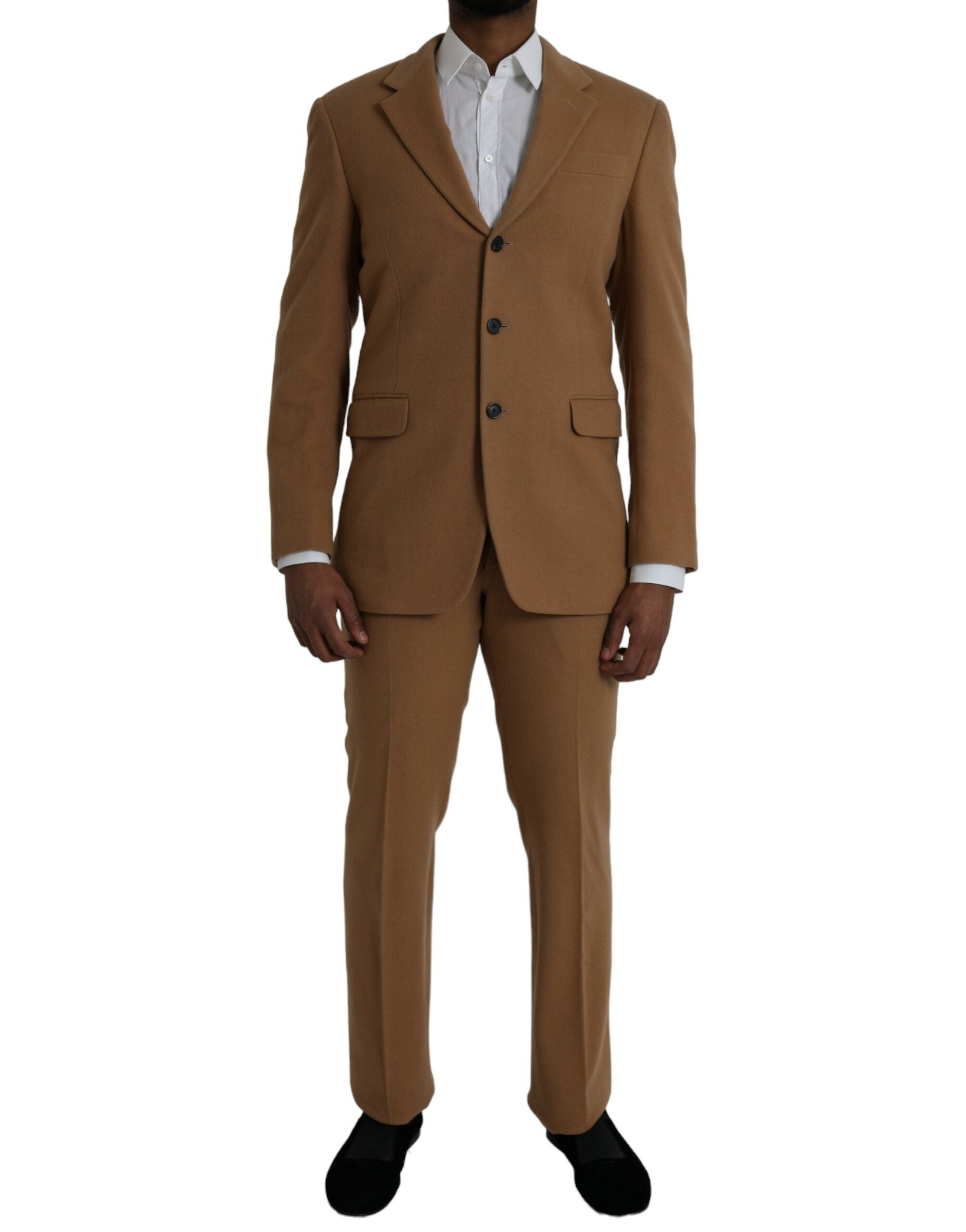 Brown cashmere 2 piece single breasted suit