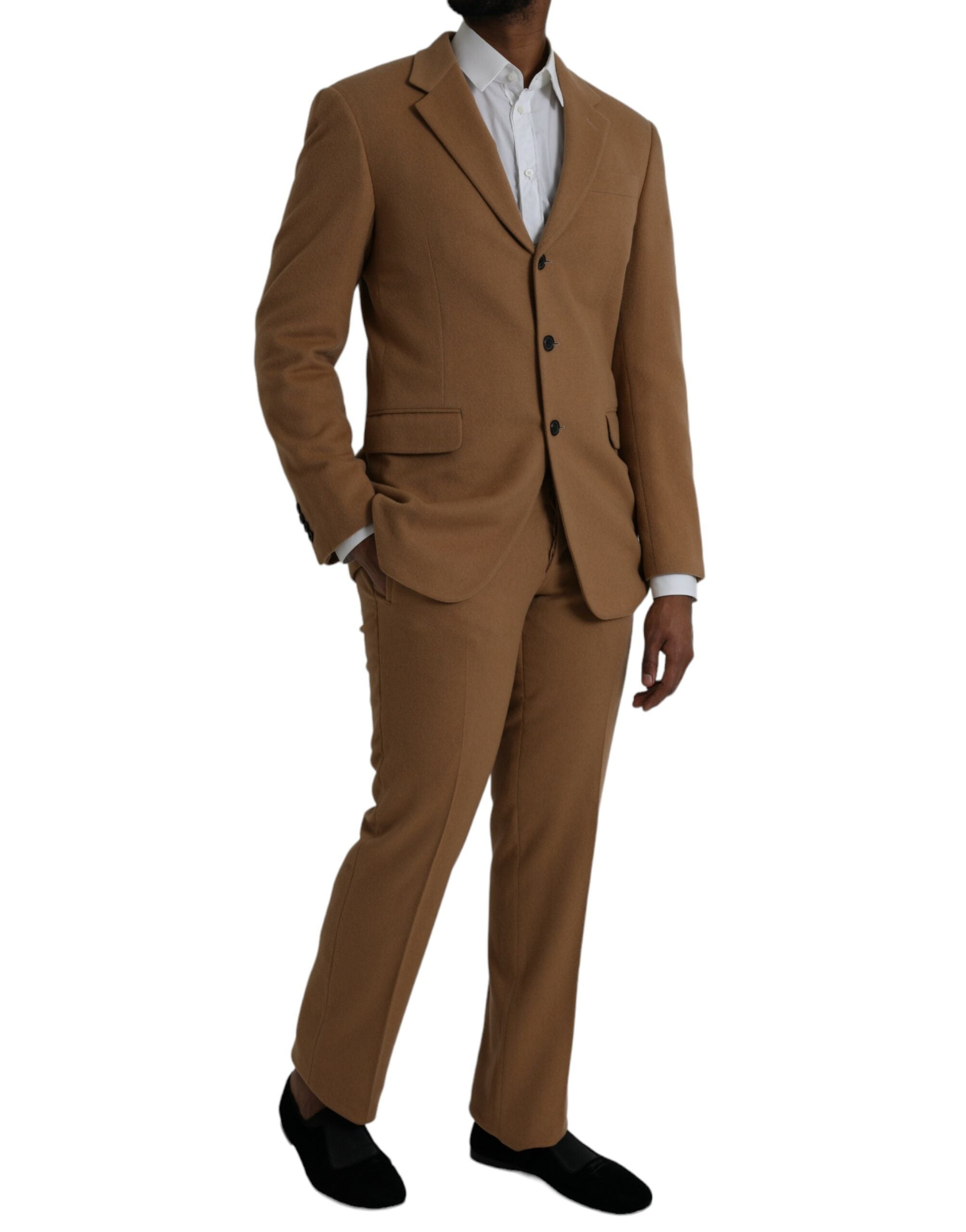Brown cashmere 2 piece single breasted suit