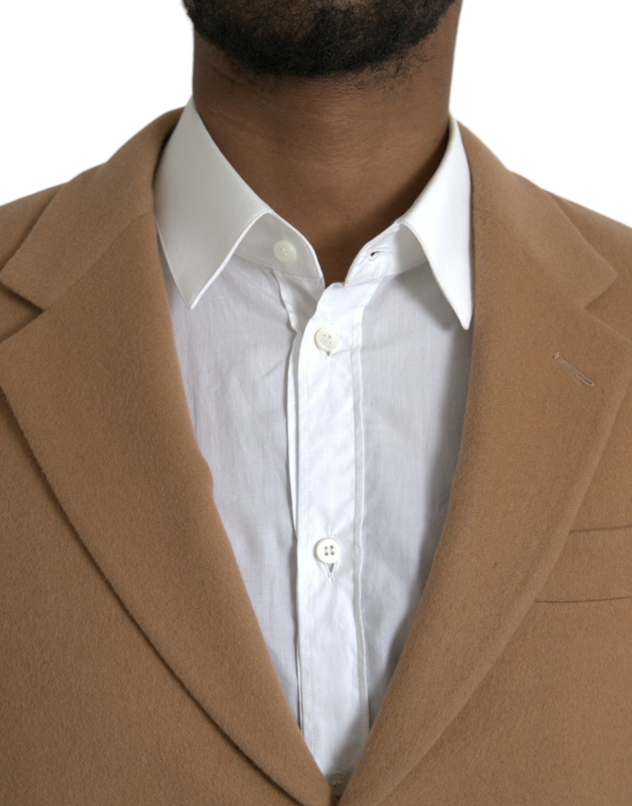 Brown cashmere 2 piece single breasted suit