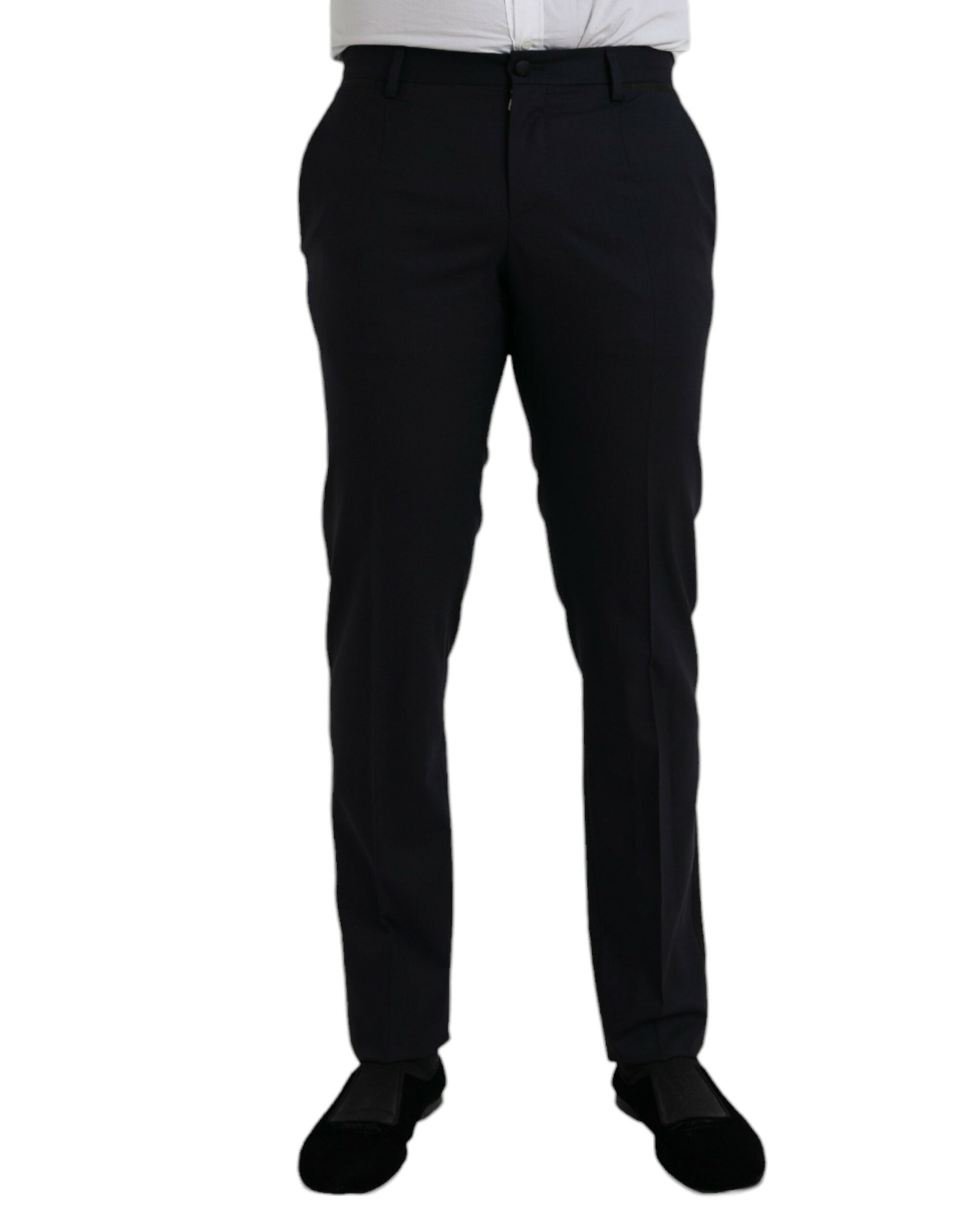 Dark Blue Wool Slim Fit Formal Trousers
